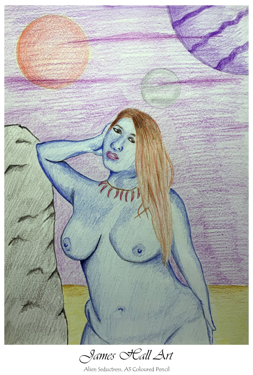 Alien Seductress, A3 in coloured&nbsp;pencils