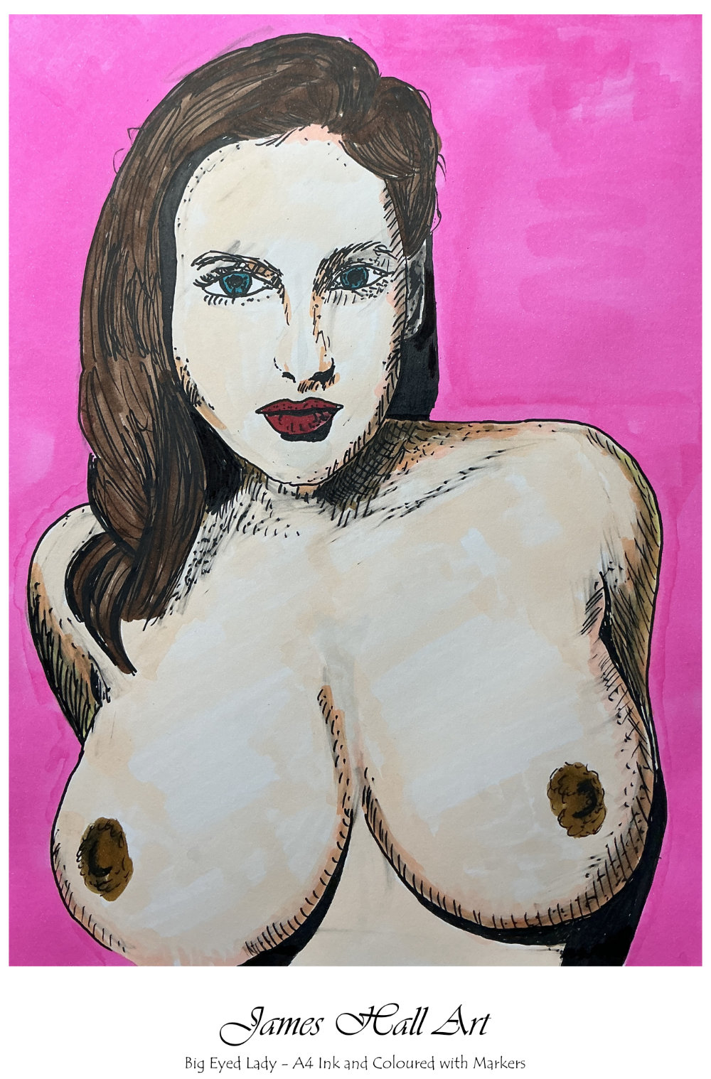 Big Eyed Lady – A4 Inked and&nbsp;Coloured