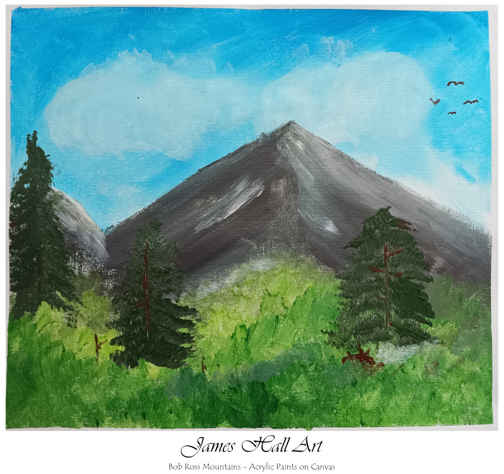 Mountains and Happy little Trees in Acrylic on Canvas&nbsp;Paper