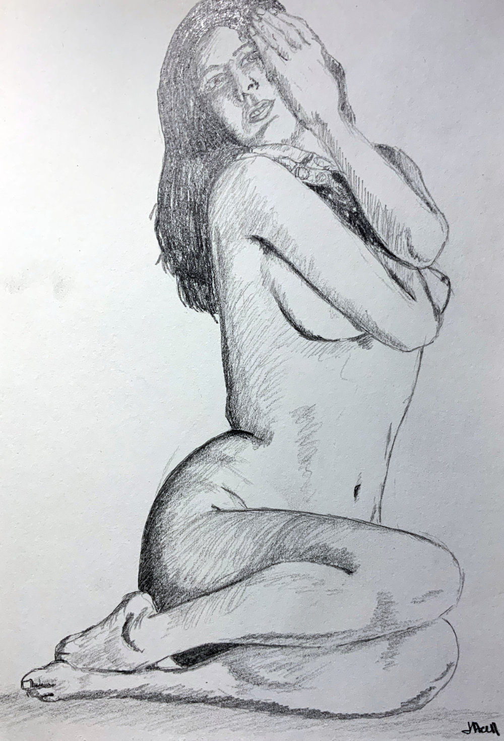 Nude life model in&nbsp;Pencil