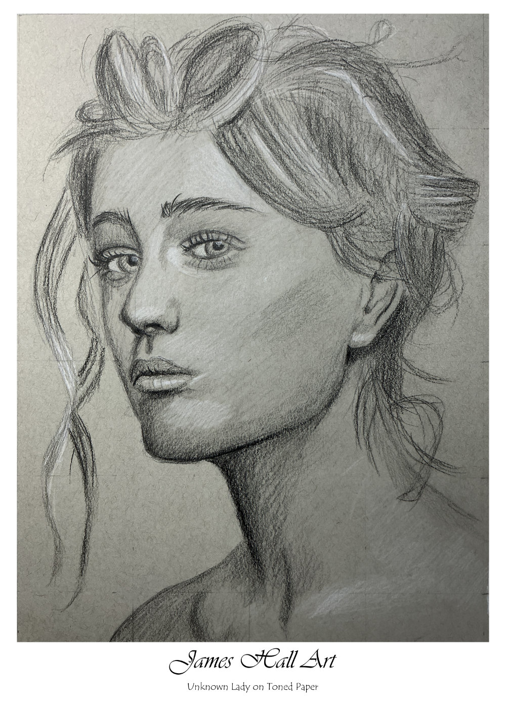 Portrait of an unknown lady, Black and White pencil on toned&nbsp;paper