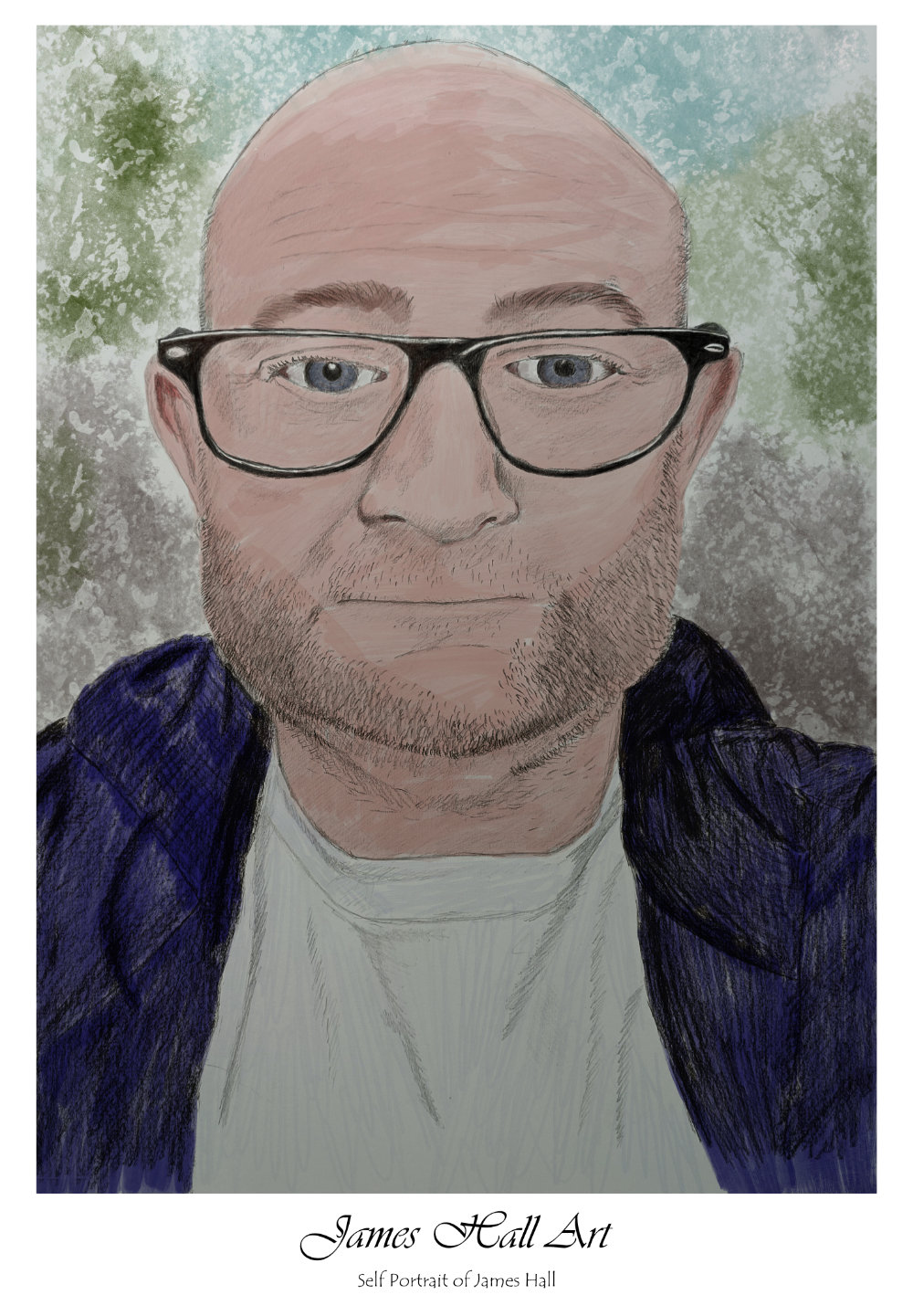Self Portrait, A3 Pencil, Digitally&nbsp;Coloured